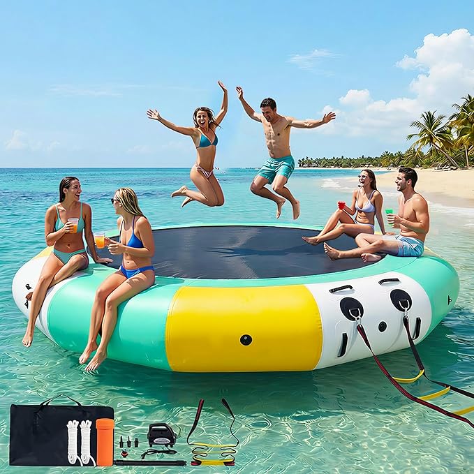 COOLWAVE Water Trampoline for Lake, Floating Trampoline for Lake Pool Ocean with Pump