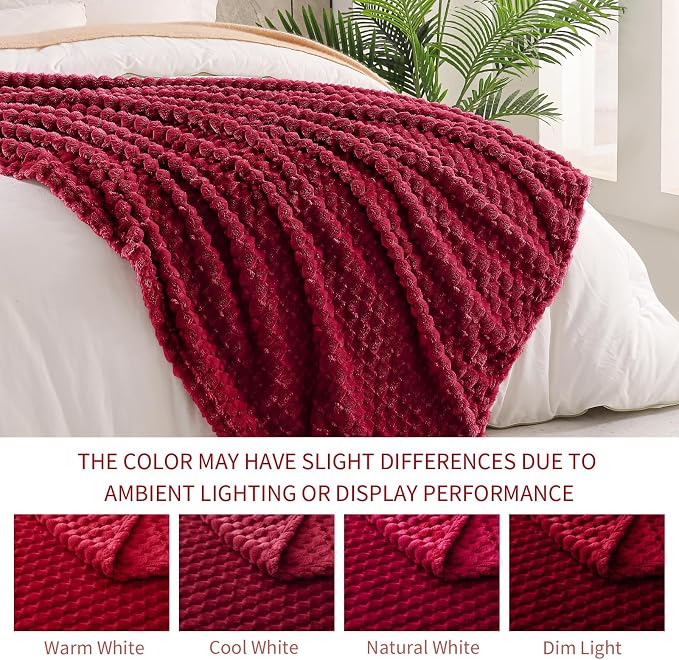 Exclusivo Mezcla 3D Fleece Twin Size Blanket for Bed, Deep Red | Extra Soft Fuzzy Plush Lightweight Bed Blankets, Cozy Fluffy Decorative Blankets for All Seasons, 90x66 Inches