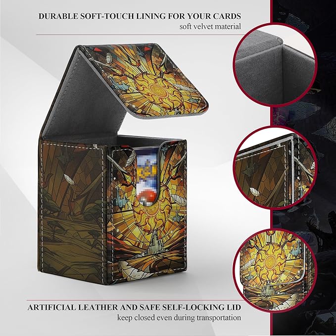 Card Deck Box for MTG Card Storage Box Holds 100 Plus Single Sleeved Cards with Trading Cards Games TCG Yugioh etc. (Yellow)