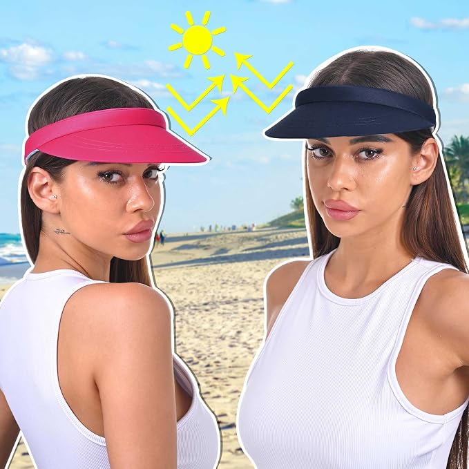 3 Pack Sports Sun Visor Hat Women Men Adjustable Clip On Visors Outdoor Golf Beach Cap