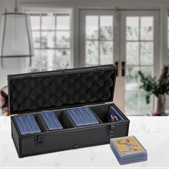 Toploaders Storage Box for 3" x 4" 35pt Rigid Card, Top Loader Storage with 3 Partition Holds 200+ Toploaders, Magnetic Card Holders