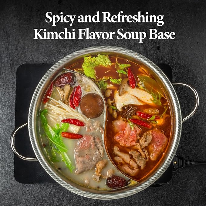 Wang Spicy Kimchi Hot Pot Soup Base, Hotpot Broth with Sichuan Peppercorn | Authentic Kimchi Flavor Shabu Shabu Seasoning, Ready in 3 Minutes, Made in Korea, 7.05 Ounce, Pack of 1
