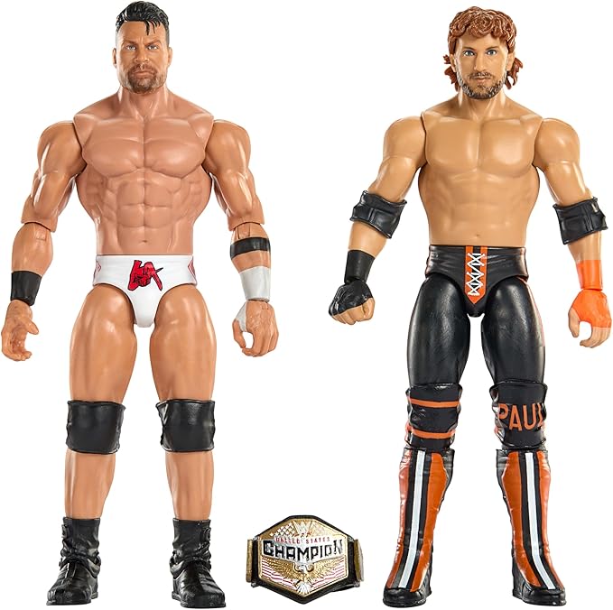 Mattel WWE Main Event Showdown Action Figures 2-Pack with Accessory, Series #24 LA Knight vs Logan Paul Collectible Set, 6-inch