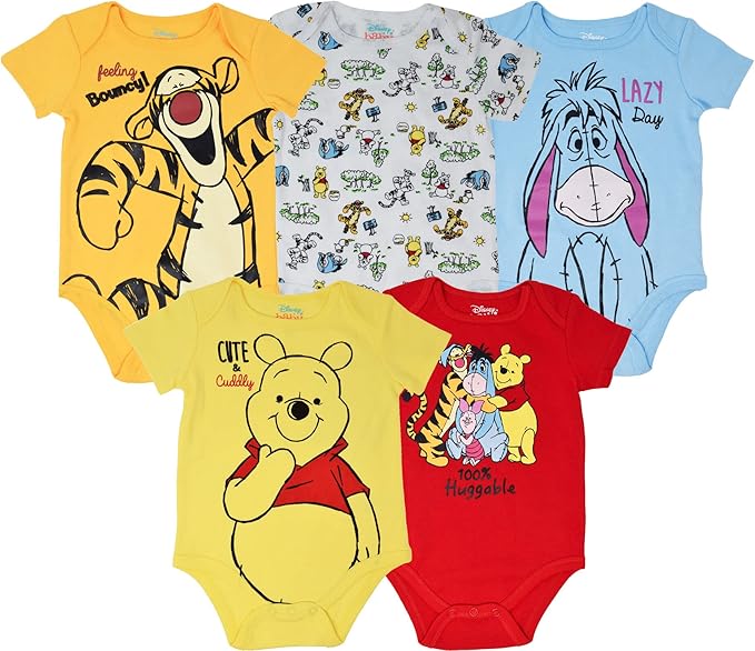 Disney Baby 5 Pack Bodysuits Newborn to Infant Sizes (Newborn - 24 Months)