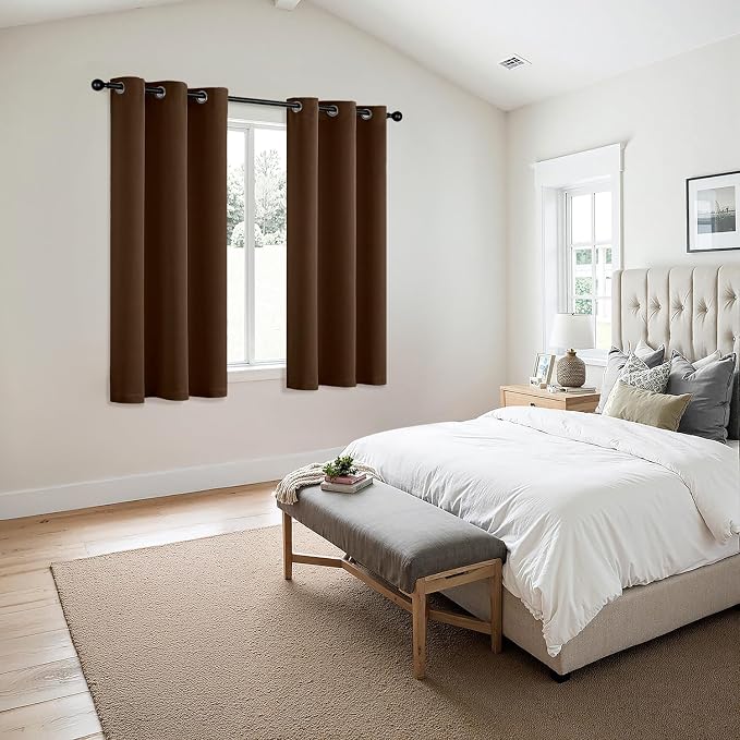 MIULEE Blackout Curtains for Bedroom 2 Panels 40 x 54 Inch Long Brown | Thermal Insulated, Living Room Darkening Grommet Drapes, Noise Reducing, Light Blocking Window Treatments