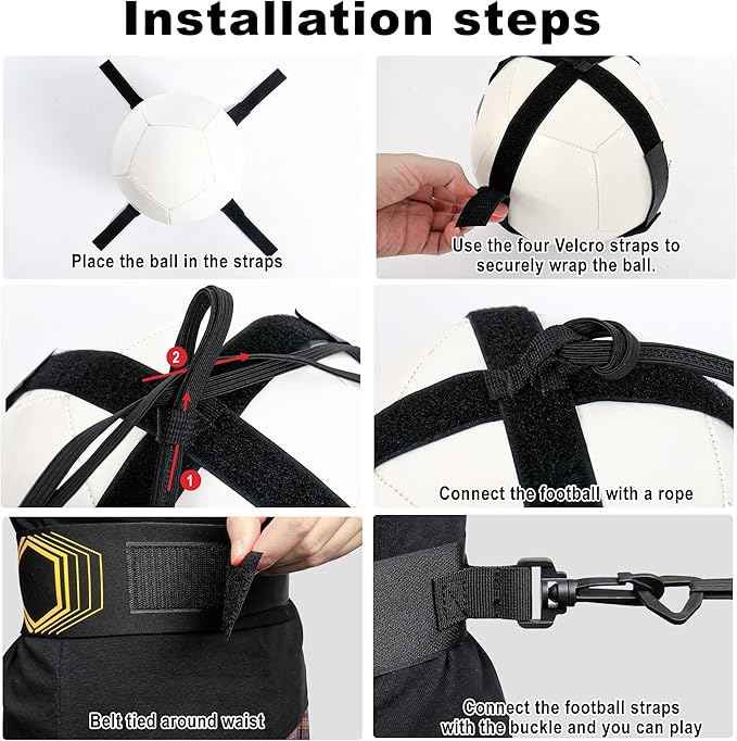 Surpop Soccer/Volleyball/Rugby Trainer, Football Kick Throw Solo Practice Training Aid Control Skills Adjustable Waist Belt for Kids Adults