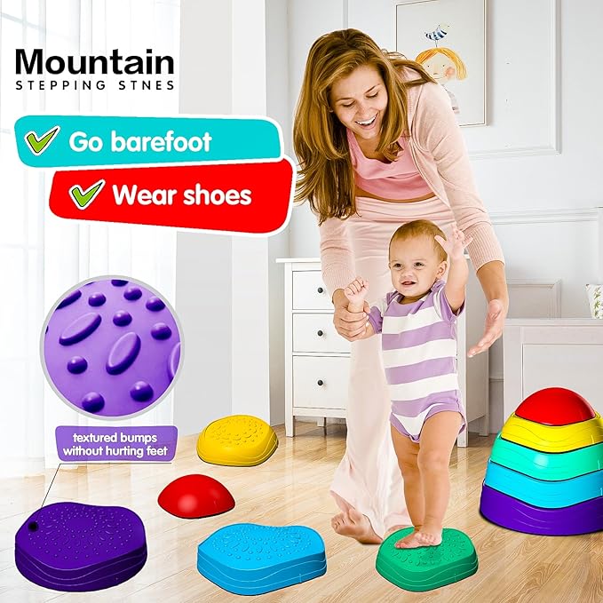 Stepping Stones for Kids,5Pcs Non-Slip Plastic Balance,Stepping Stones for Toddlers Ages 3 4 5 6 7 8 Years,Children's Coordination Skills Obstacle Courses Sensory Toys for Toddlers