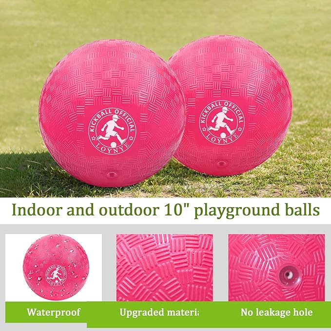 10 Inch Dodgeball Balls Playground Ball Kickball, Dodge Balls for Kids, Kickballs Handball for Indoor Outdoor Games Four Square Balls, Includes Pump