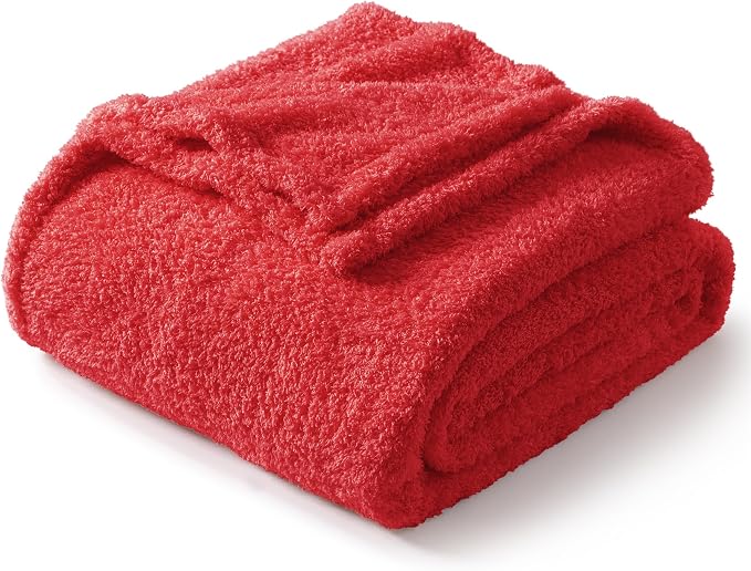 Exclusivo Mezcla Fleece Bed Blankets King Size for Bed, 90" x 104" | Super Soft and Cozy Fluffy Blanket for Women, Lightweight and Fuzzy Large Blanket for Bedroom , All Season, Red