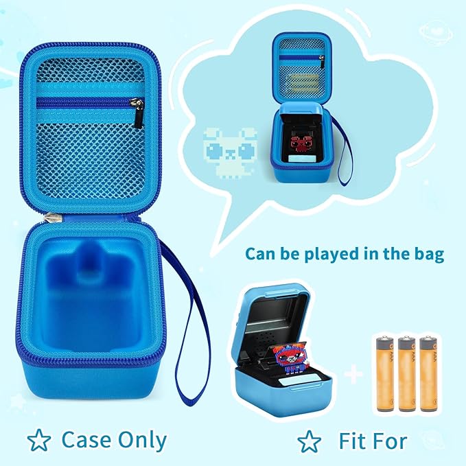 Case for Bitzee Interactive Toy Digital Pet and Case, Hard Carrying Holder for Virtual Electronic Pets React to Touch, Protective Container for AA Batteries and Other Accessories (Box Only)-Blue