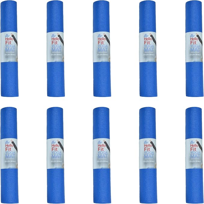 10-Pack Yoga Mat, 68" x 24" Non Slip Exercise Mat, 4mm Thick Gym Mat for Fitness and Stretching, Bulk Non Toxic Yoga Mats for Schools and Studios