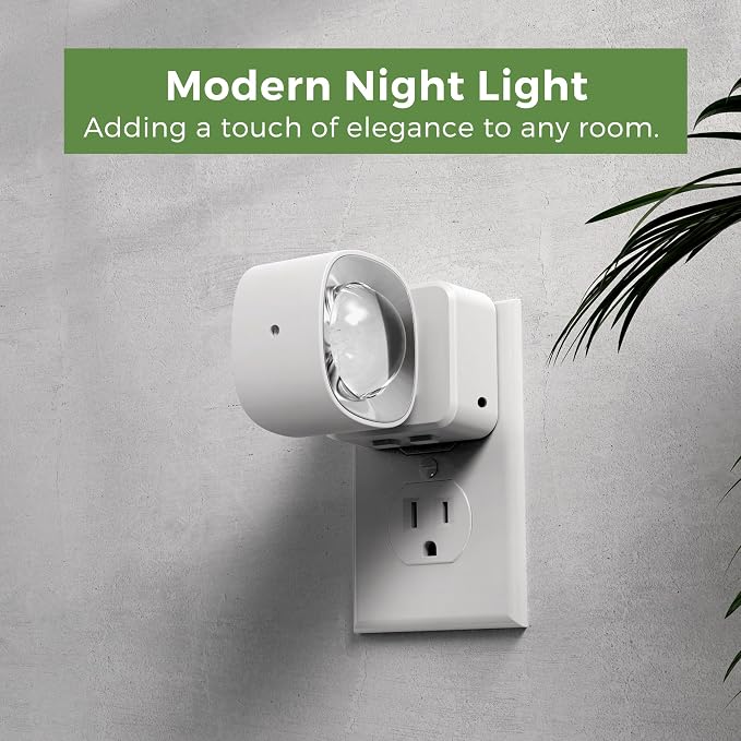 L LOHAS LED Night Light Projector, Night Lights Plug into Wall Light Sensor | Dusk to Dawn Sensor Nightlight, Rotating White Nightlights, Daylight Ambient Lighting for Bathroom, Hallway, Gift, 1 Pack