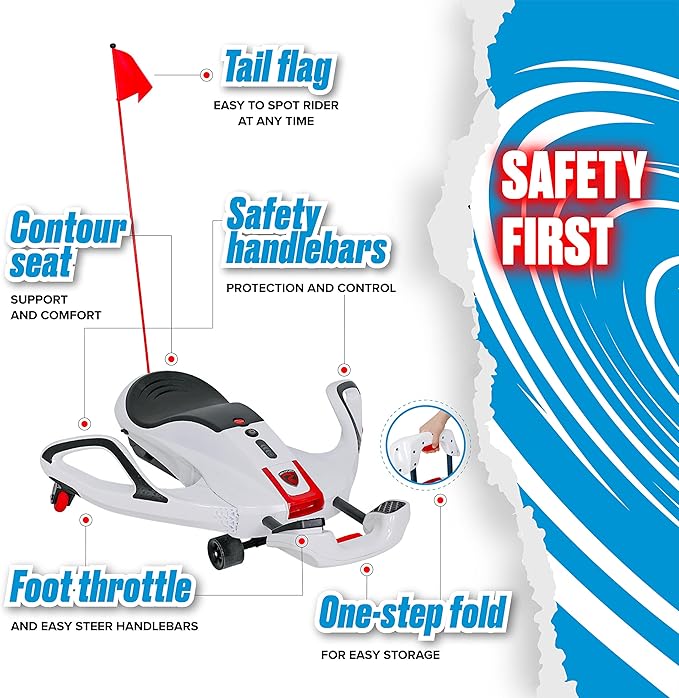 Rollplay Nighthawk NexGen Electric Ride On Toy for Ages 6 & Up with High Power 24V Lithium Ion Battery, Side Handlebars for Steering, and a Top Speed of 6.5 MPH, White