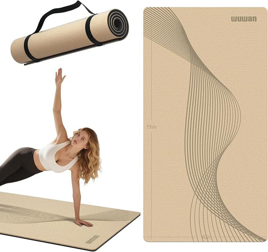 Large Exercise Mat | 10mm Thick TPE Non-slip Gym Mats, Carrying Strap