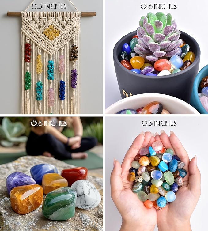 36 Varieties Healing Crystals Stones Bulk Set, Christmas Gifts - 2.5 lbs, 0.5" Natural Polished & Tumbled Gemstones Collection and Decorative Rocks for Chakra, Meditation, Reiki, Crafts
