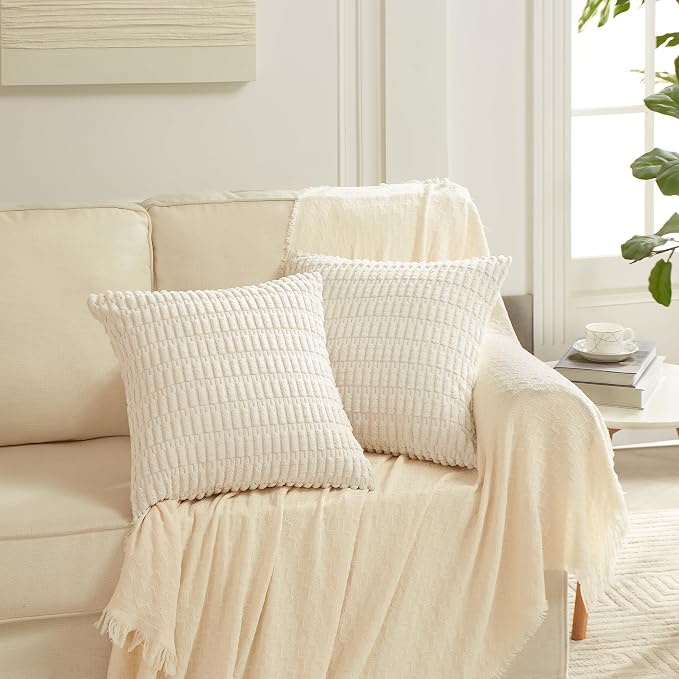 Fancy Homi 4 Packs Decorative Throw Pillow Covers for Living Room Couch Bed, Modern Farmhouse Boho Home Décor Accent Cushion Case, 12" x 12", Neutral