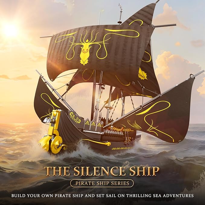 Reobrix Pirate Ship Building Blocks Kits, MOC Black Pearl Ship Model 66022, Sail Boat Construction Toys, Collectible Display Home Office Decor, Gift for Adults Girls Boys 14+