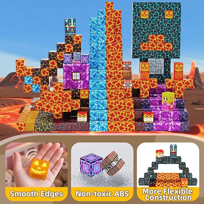 150PCS Magnetic Blocks, Magnetic Building Blocks, Magnet Blocks for Kids Age 3-5 4-8 8-12, STEM Sensory Educational Magnet Stacking Toys Boys Girls Gifts