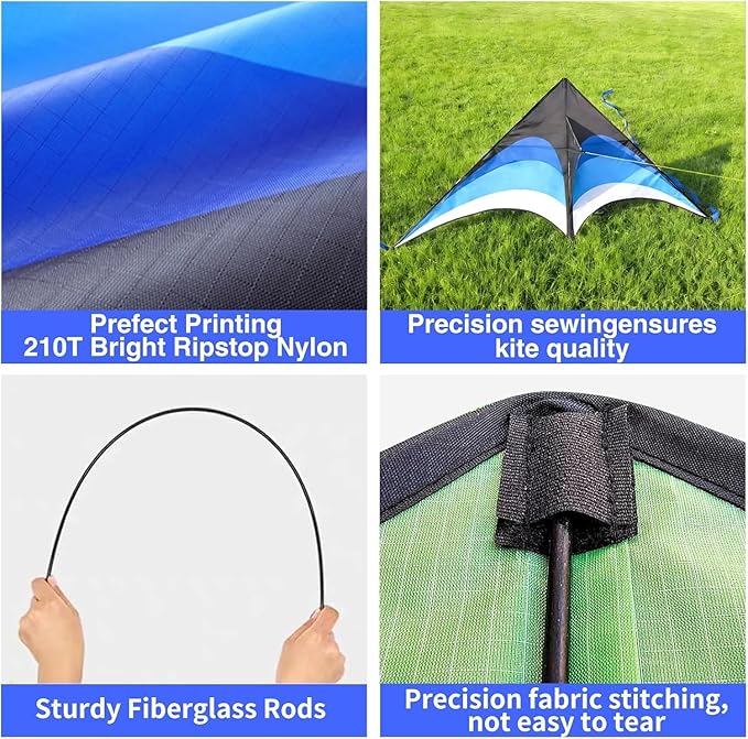 Delta Kite for Kids & Adults - Easy to Fly Large Single Line Beach Kite with 300ft String Handle Included, Perfect for Beginners, Teens