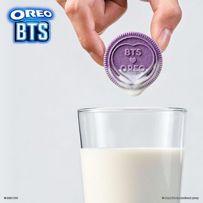 OREO BTS Sandwich Cookies, Limited Edition, 10.68 oz. | Brown Sugar Pancake Flavor Creme, Purple Wafer Cookies, 13 unique BTS-selected Designs