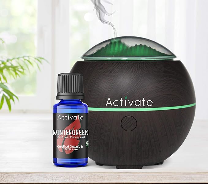Activate Wintergreen Organic Essential Oil 100% Pure, USDA Certified Organic, Premium Grade, Undiluted, Natural, Aromatherapy & Diffuser Use, Helps Skin Conditions & Acne & Sore Throat 10ml