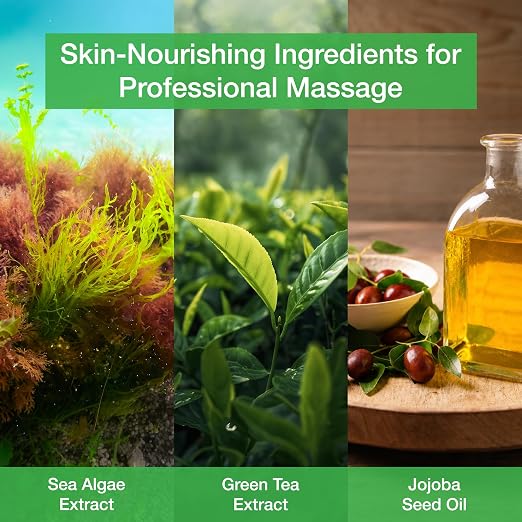 Bon Vital Naturale Massage Oil Made with Natural Ingredients for an Earth-Friendly Massage, Revives and Rehydrates Dry Skin Naturally, with Green Tea Extract, 8 Oz, Label may Vary