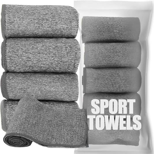 Microfiber Quick Dry Gym Towel, Silver ION Odor-Free Absorbent Fiber, Fast Drying, Men & Women Workout Gear for Body Sweat, Working Out, Towels (Dark Grey, 5Pack - 16 * 27Inch)