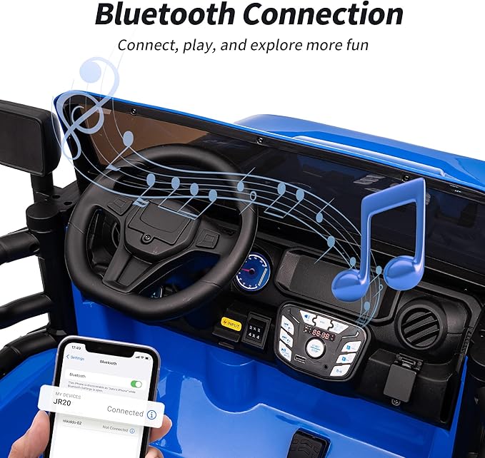 2 Seater Ride on Toy Car for Kids, 24V 4WD Ride-on Truck Kids Electric Car with Remote Control, 4x200W Motors - Blue