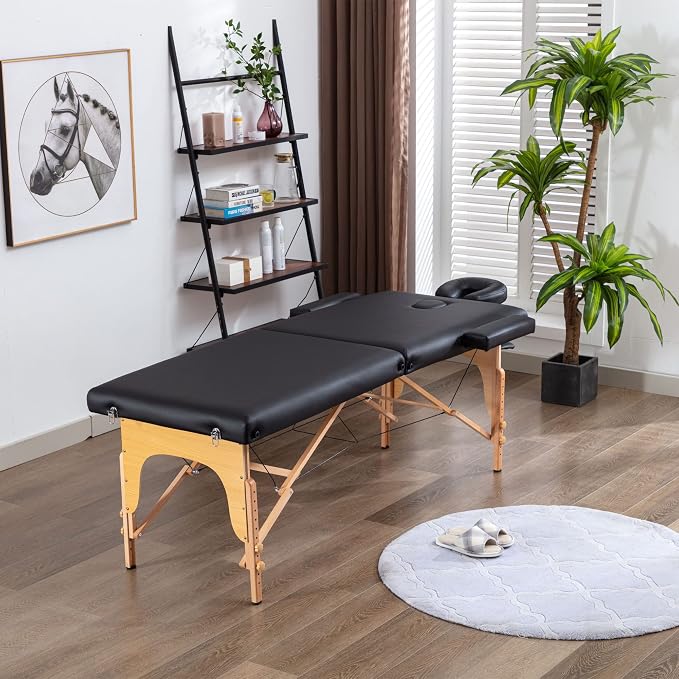 KCC Memory Foam Massage Table Premium Portable Foldable Massage Bed Height Adjustable, 84 Inches Long 28 Inchs Wide Home Salon Spa Bed Tattoo Table with Accessories &Carrying Case, Easy Set Up