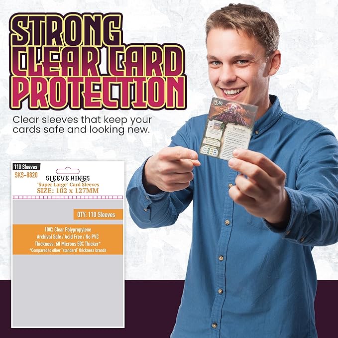 Sleeve Kings Standard Card Sleeves – 110 Count, Clear 60 Micron Thickness, XL Size (102 x 127 mm), Compatible with Imperial Assault & More