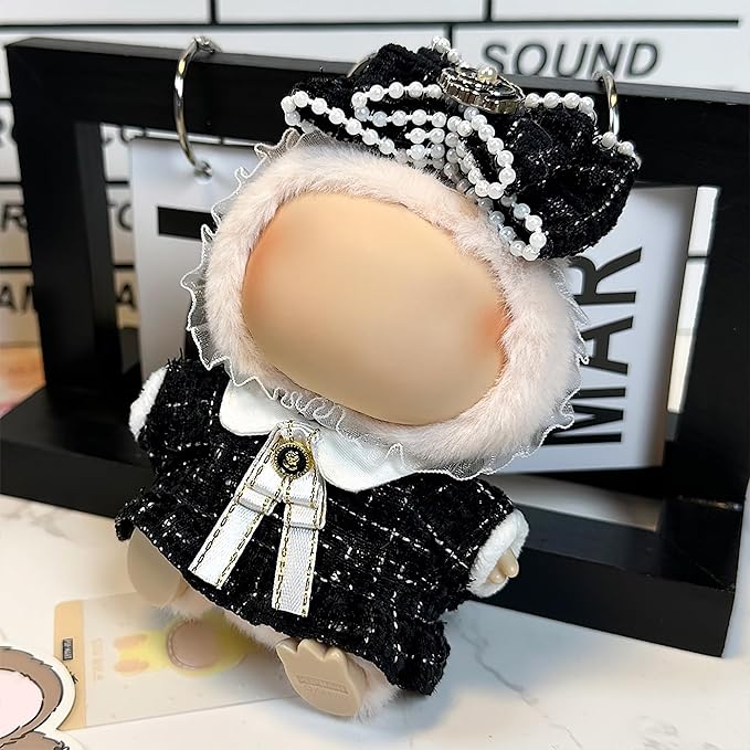 Clothes Fit for 17CM Doll, Fashion Doll Clothes Outfit Set Cute Theme Designer Toys Dress Accessories for Collector Fans Display (Black Tweed Jacket)