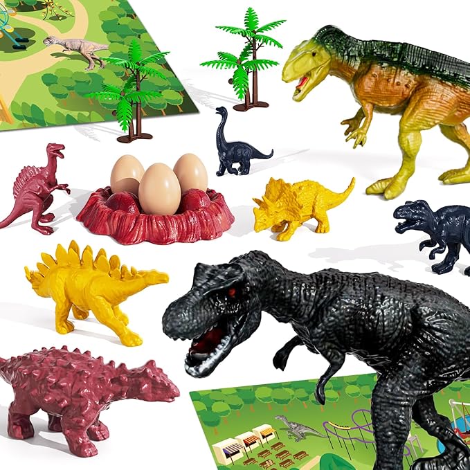 Dinosaur Toys for Kids 3-5, Dinosaur Transport Truck Car Set with 8 Dinosaur Figures & Play Mat, Gift for 2 3 4 5 6 7 Year Old Toddler Boys