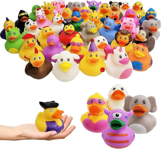 Assorted Rubber Ducks Toy Duckies for Kids and Toddlers, Bath Birthday Baby Showers Classroom, Summer Beach and Pool Activity, 2" Inches (200-Pack)