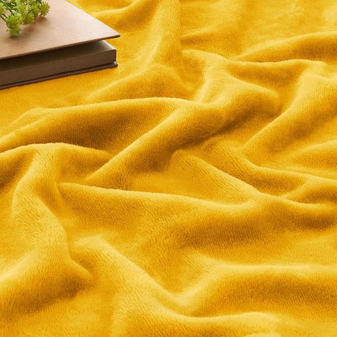 BEDELITE Fleece Blanket Soft Plush Throw for Couch Yellow 50"x60" | Ultra Soft Fleece, Plush Microfiber, Lightweight Warmth, All Season Comfort, Fade Resistant, Machine Washable, Couch Sofa Bed