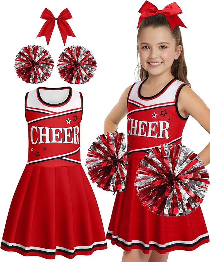 JenPen Cheerleader Costume Set Cheerleading Outfit Cheer Uniform Dress Cosplay for Halloween Party Gifts 3-9 Years