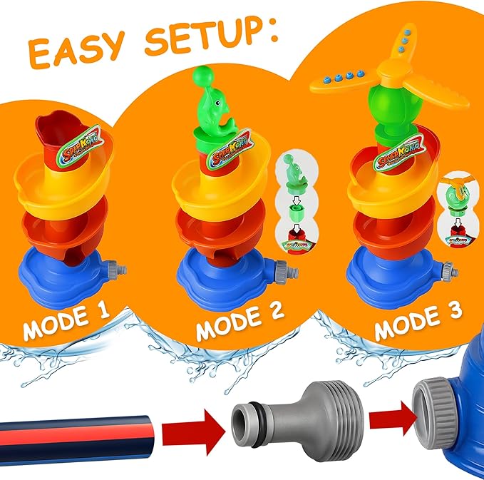 3-in-1 Water Sprinkler Toy for Kids, Outdoor Splash Toy with Rotating Sprayer & Catch Game, Backyard Summer Water Toys for Toddlers Boys Girls Pets