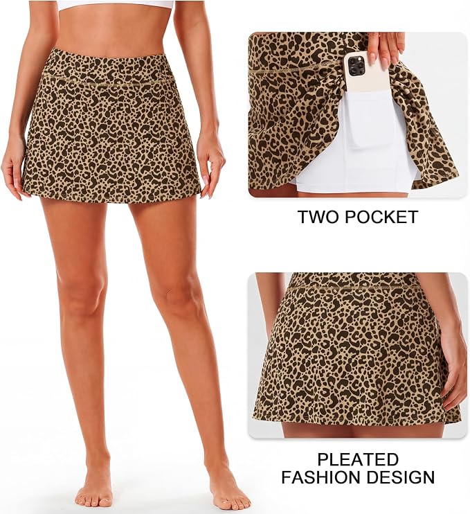 Stelle Women Tennis Skirt High Waisted Athletic Golf Skorts with Pockets | Tummy Control, Built-In Shorts, Deep Pockets, Pleated, Breathable, Lightweight, Tennis, Golf, Pickleball, Running, Workout