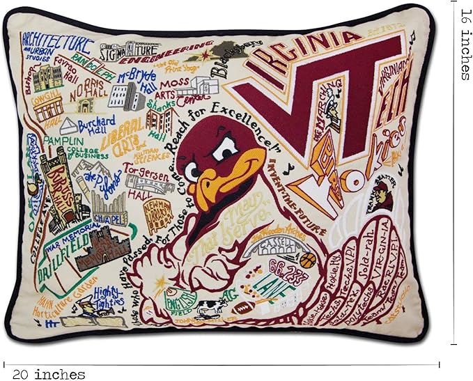 Catstudio Virginia Tech Collegiate Embroidered Decorative Throw Pillow