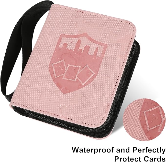 GERMUN Mini Card Binder 1 Pocket, 80 Pockets Trading Card Binder, Premium Small 2 Pocket Trading Card Collection Album Folder with 40 Sleeves Double Sided - Gifts for Kids (Pink)