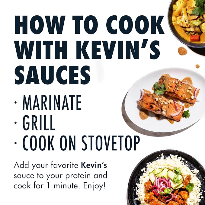 Kevin's Natural Foods Simmer Sauce, Tikka/Thai Coconut/Lemongrass Basil | Paleo Variety Pack, Stir-Fry Sauce, Gluten Free, No Preservatives, Non-GMO