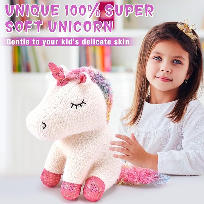 Unicorn Gift for Girls Toy Age 3 4 5 6 7 8 with Plush Stuffed Animal Water Bottle Night Light Headband DIY Color Book Pen, Christmas Birthday Gifts Idea Toys for Little Girl 3-10 Years Old