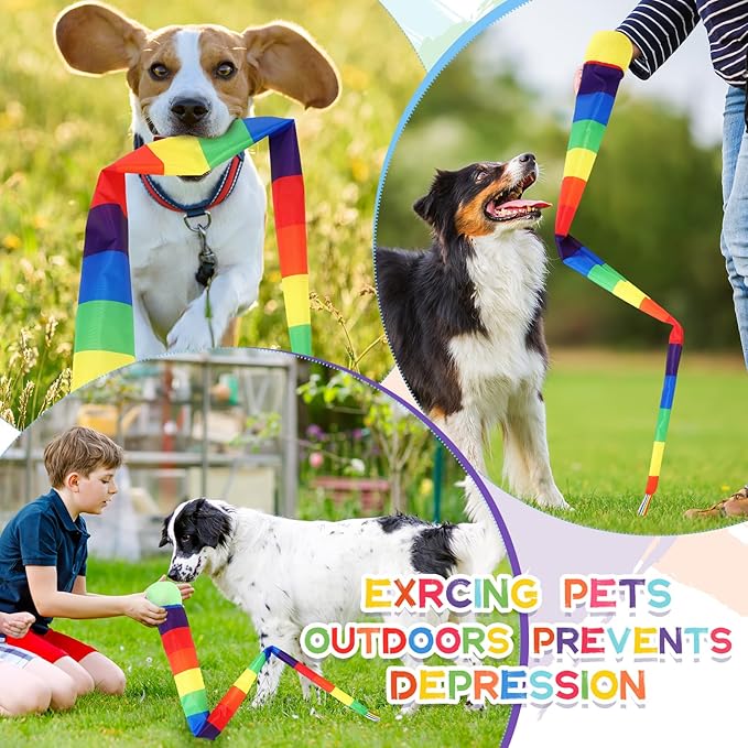 Leyndo 12 Pcs 35 Inch Throw and Catch Balls with Rainbow Tail, Soft Sports Play Comet Balls Playground Toys Bulk for Kids Adults Games and Activities Fun Throwing School (Classic)