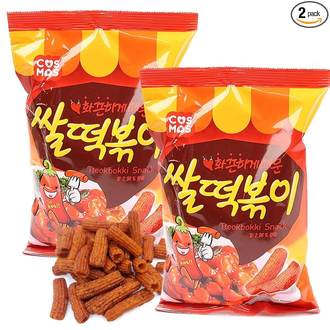 COELO Spicy Rice Tteokbboki Snack 160g x 2Pack (Total 11.28oz) | Korean Street Food Sweet Spicy Sauce Taste Crunch Crispy Old School Snacking Rice Cake Flavor Camping Office Holiday Party 쌀떡볶이 K-Food