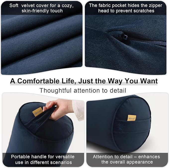 Body Pillow for Adults,Long Round Pillow,Big Cylindrical Pillow,Large Full Bolster Pillows for Side Sleepers (Teal Blue, 47.24"*7.87")