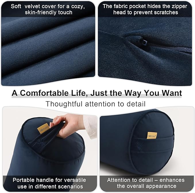 Body Pillow for Adults,Long Round Pillow,Big Cylindrical Pillow,Large Full Bolster Pillows for Side Sleepers (Teal Blue, 59"*7.87")