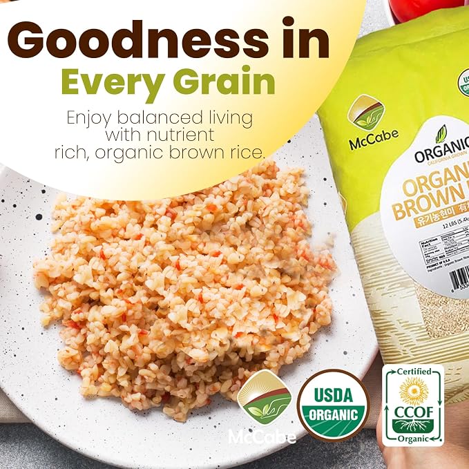 McCabe Organic Brown Rice - Brown Rice Organic | Rich with Fiber & Minerals | USDA and CCOF Certified | Product of USA | 12Lbs…