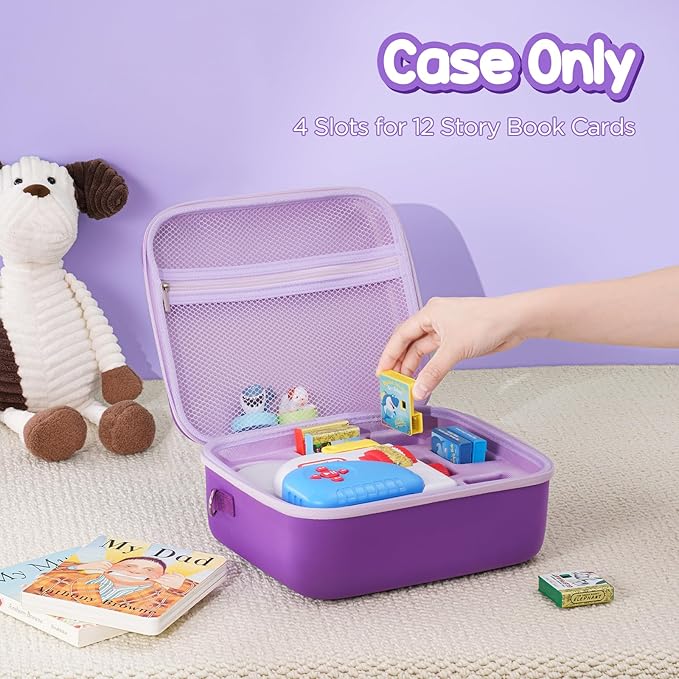 ProCase Hard Carrying Case for Little Tikes Story Dream Machine Starter Set, Kids Large Toy Bag Travel Portable Storage Box for Boy Girl Littles Character Books, Container with Shoulder Strap -Purple