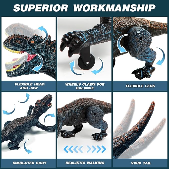 Sunrad Remote Control Dinosaur Toys for Kids 3-5 4-7 8-12 Year Old, Electronic RC Robot Dinosaur with Spray & Light & Roar, Realistic Walking T-Rex Toys Birthday Gifts for Boys Girls
