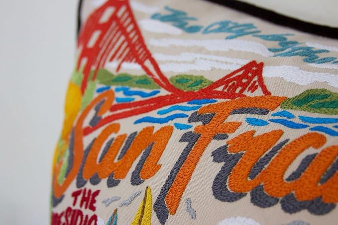 Catstudio San Francisco City Embroidered Decorative Throw Pillow