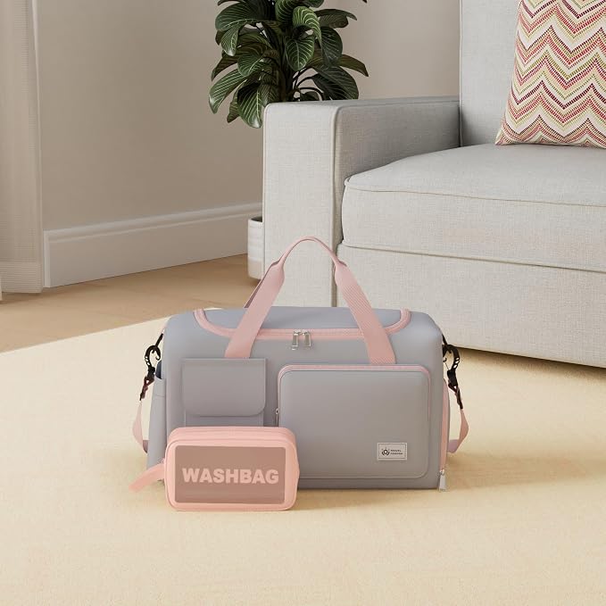 Small Gym Bag for Women, Travel Duffle Bag Carry On Weekender Bag with Shoe Compartment